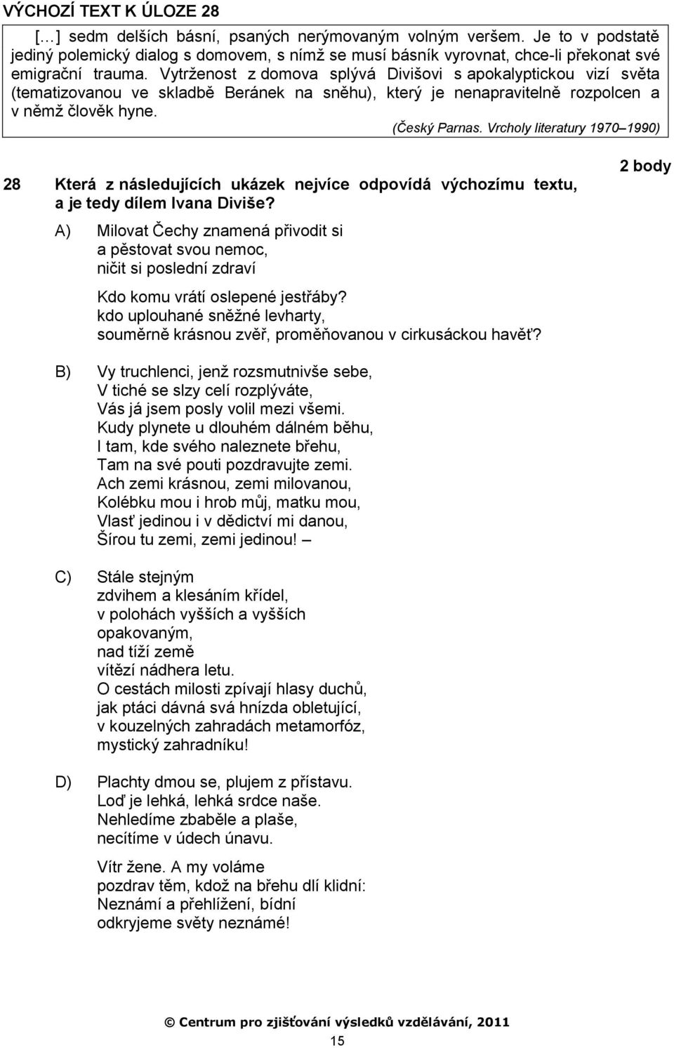 Vytrţenost z domova splývá Divišovi s apokalyptickou vizí světa (tematizovanou ve skladbě Beránek na sněhu), který je nenapravitelně rozpolcen a v němţ člověk hyne. (Český Parnas.