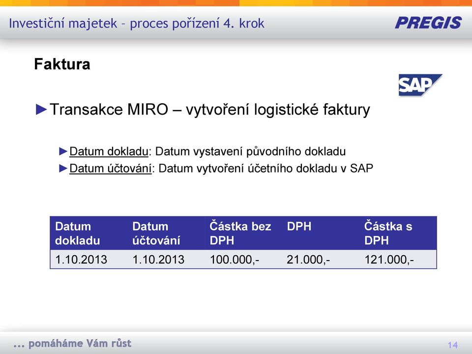 vystavení původního dokladu Datum účtování: Datum vytvoření účetního dokladu