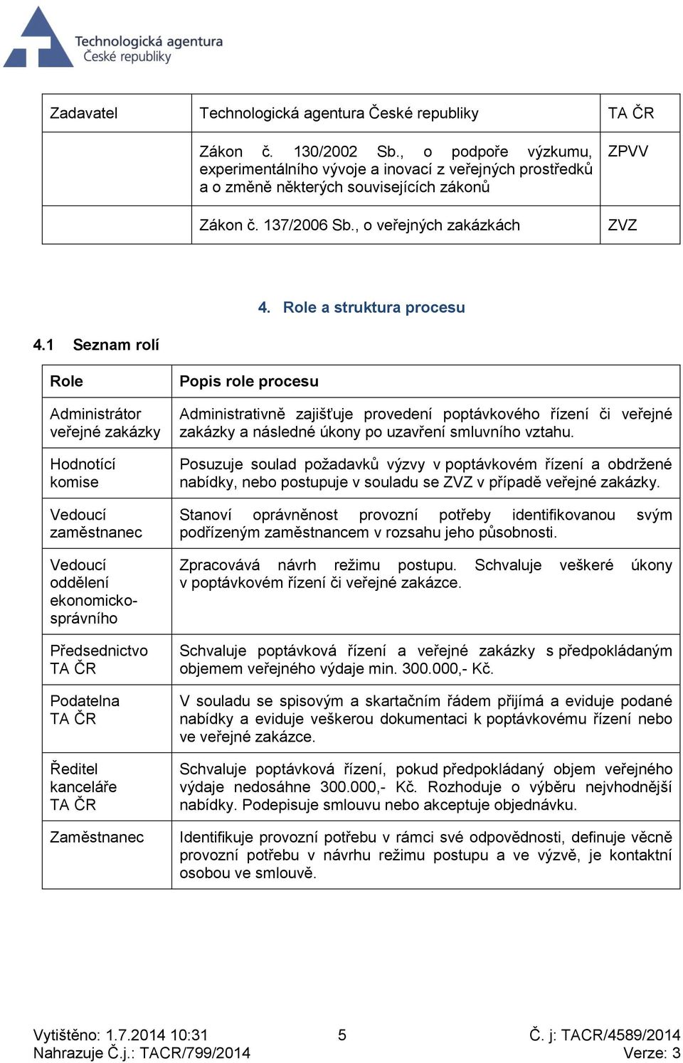 Role a struktura procesu 4.