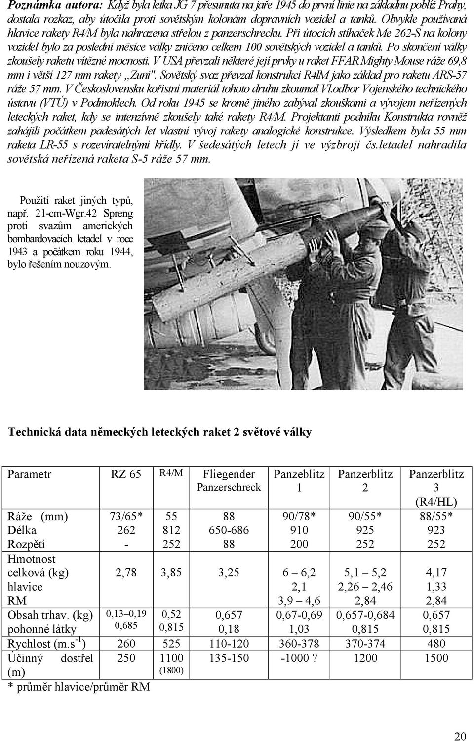 Při útocích stíhaček Me 262-S na kolony vozidel bylo za poslední měsíce války zničeno celkem 100 sovětských vozidel a tanků. Po skončení války zkoušely raketu vítězné mocnosti.