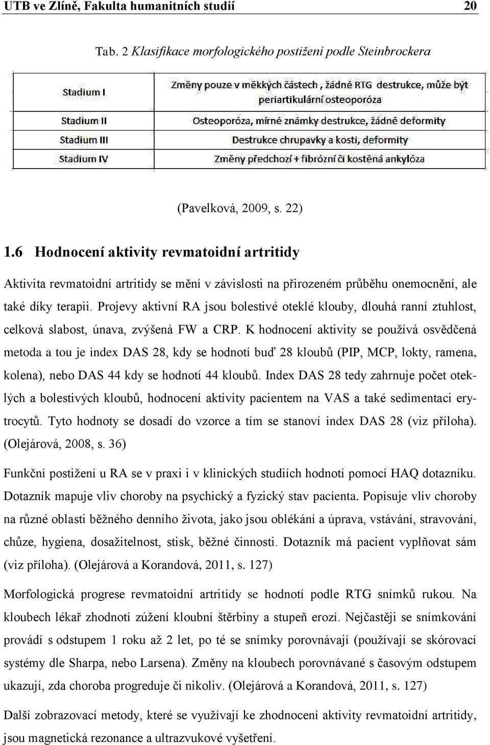 Projevy aktivní RA jsou bolestivé oteklé klouby, dlouhá ranní ztuhlost, celková slabost, únava, zvýšená FW a CRP.