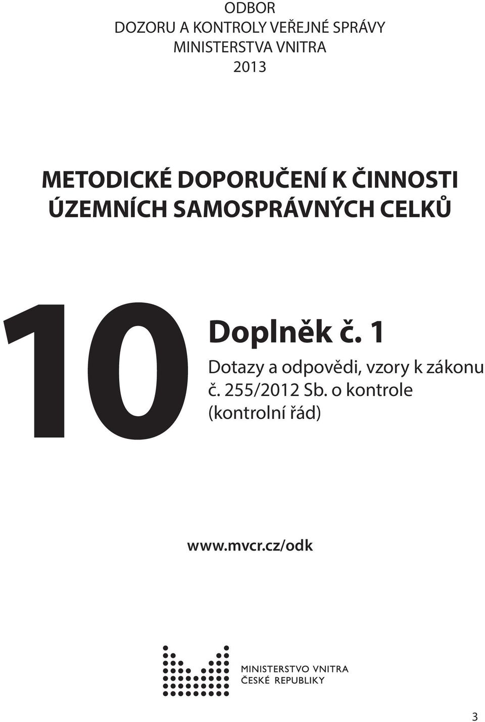 SAMOSPRÁVNÝCH CELKŮ 10 (kontrolní Doplněk č.