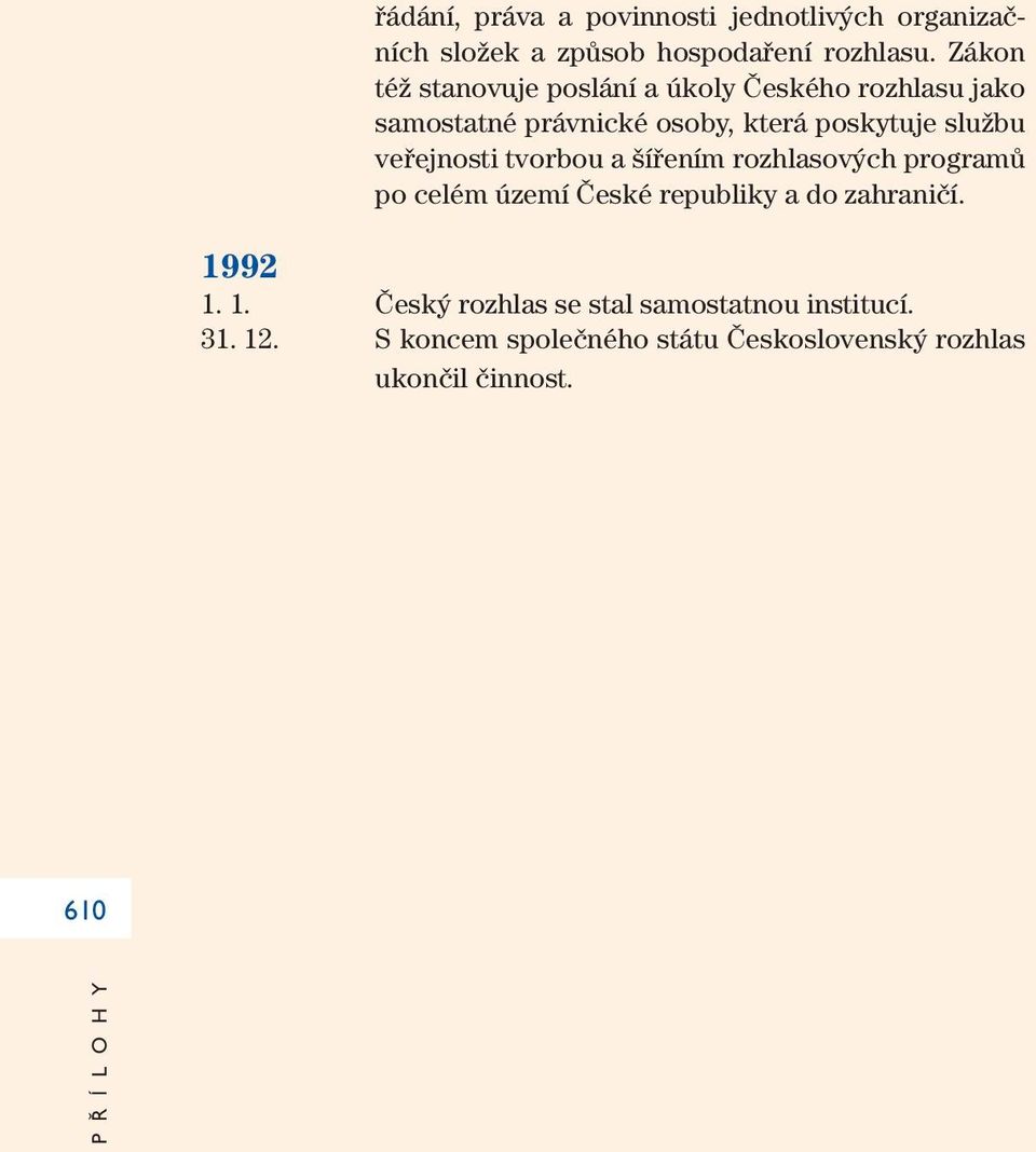 veřejnosti tvorbou a šířením rozhlasových programů po celém území České republiky a do zahraničí. 19