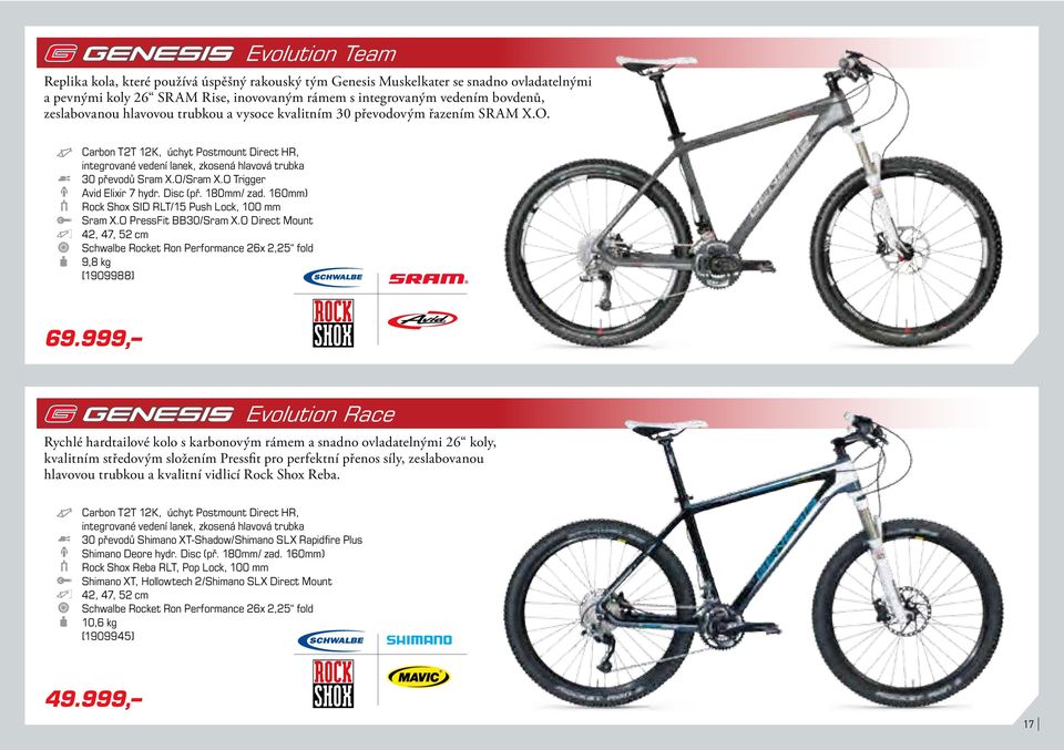 O Trigger Avid Elixir 7 hydr. Disc (př. 180mm/ zad. 160mm) Rock Shox SID RLT/15 Push Lock, 100 mm Sram X.O PressFit BB30/Sram X.