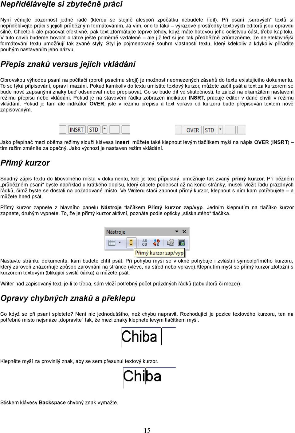 Chcete-li ale pracovat efektivně, pak text zformátujte teprve tehdy, když máte hotovou jeho celistvou část, třeba kapitolu.