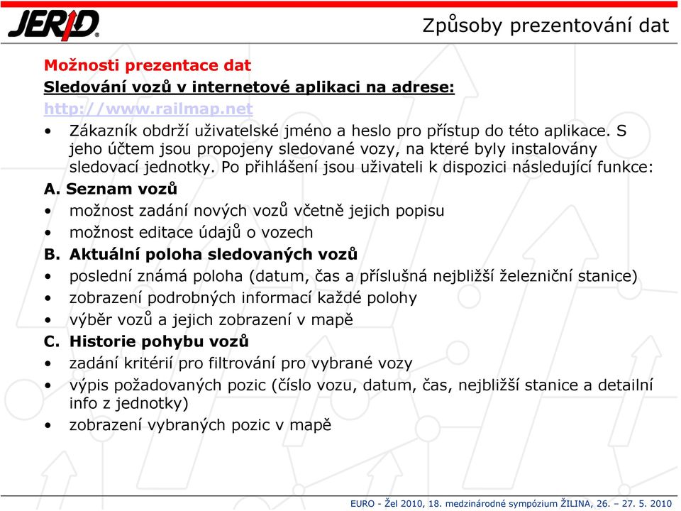 Seznam vozů možnost zadání nových vozů včetně jejich popisu možnost editace údajů o vozech B.