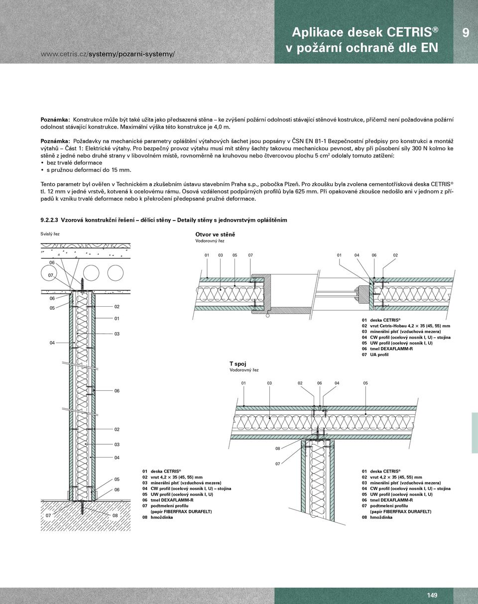 Poznámka: Požadavky na mechanické parametry opláštění výtahových šachet jsou popsány v ČSN EN 81-1 Bezpečnostní předpisy pro konstrukci a montáž výtahů Část 1: Elektrické výtahy.