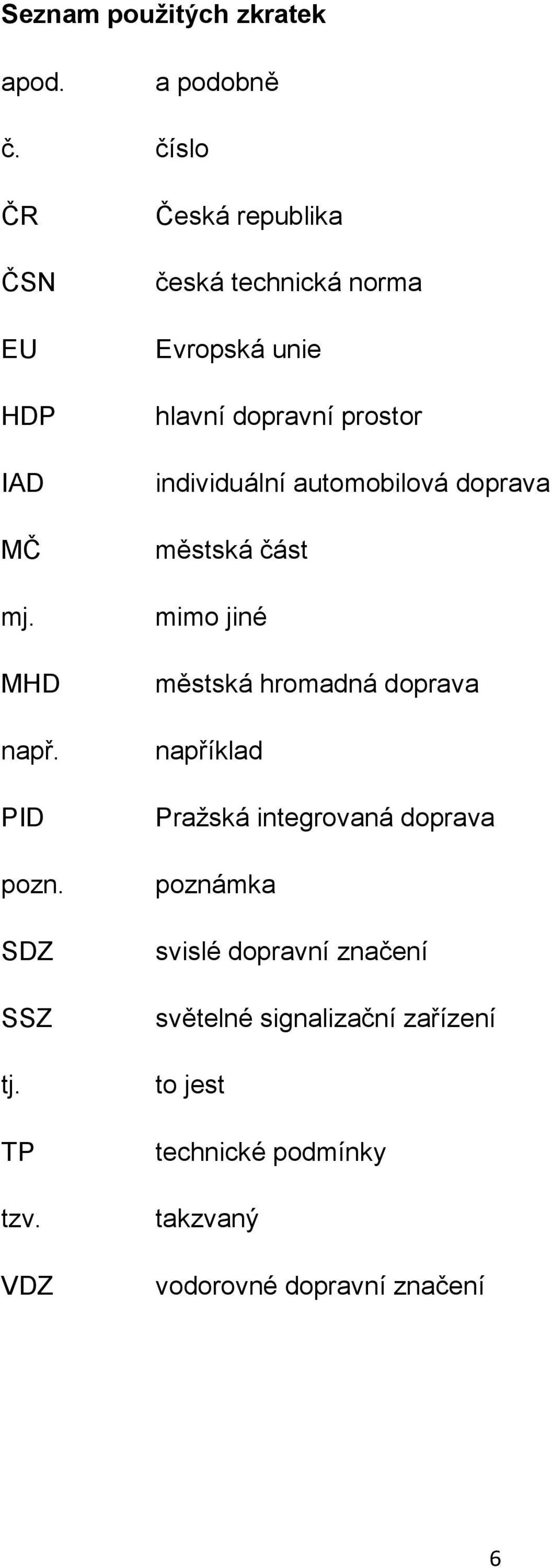 VDZ Česká republika česká technická norma Evropská unie hlavní dopravní prostor individuální automobilová