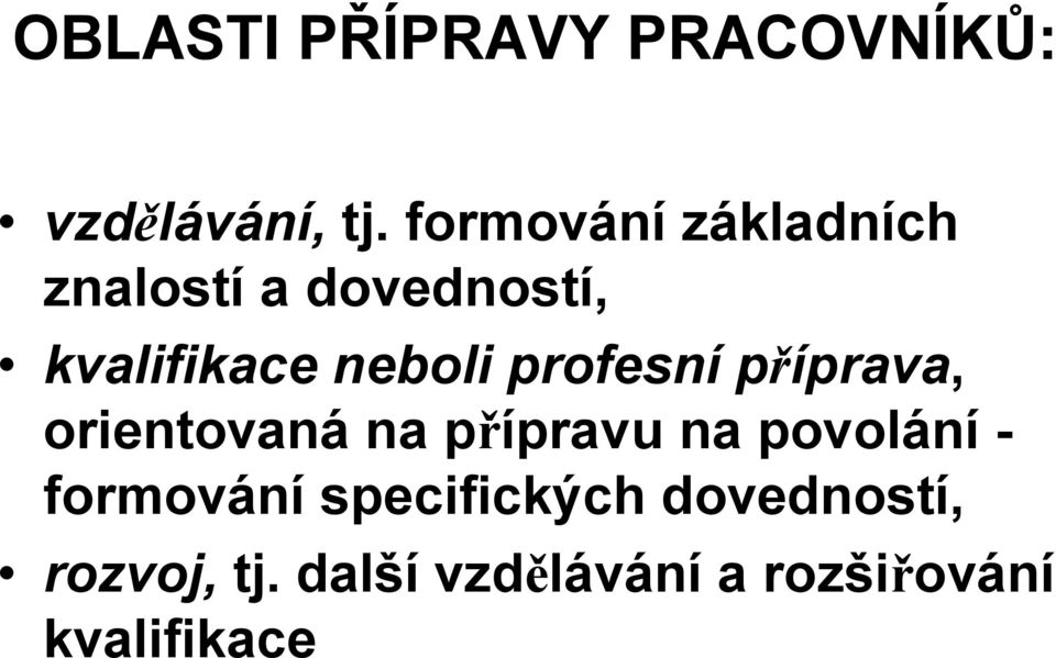 profesní příprava, orientovaná na přípravu na povolání