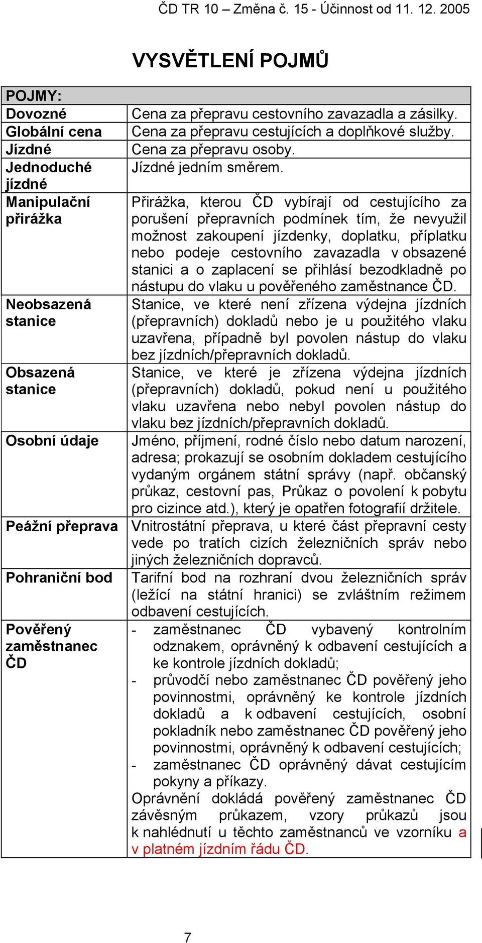 Přirážka, kterou ČD vybírají od cestujícího za porušení přepravních podmínek tím, že nevyužil možnost zakoupení jízdenky, doplatku, příplatku nebo podeje cestovního zavazadla v obsazené stanici a o