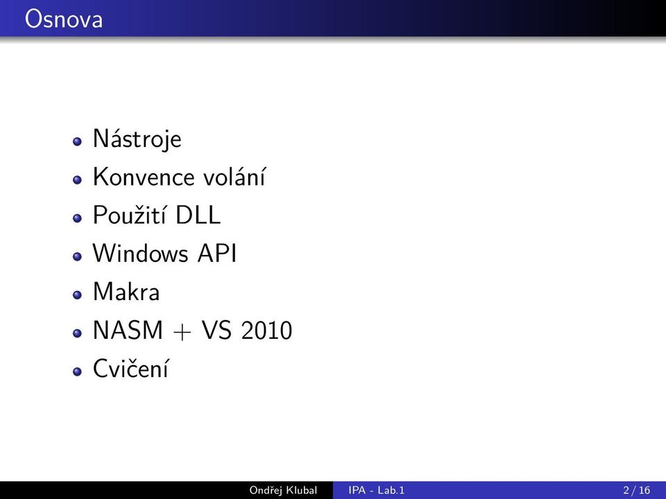 API Makra NASM + VS 2010