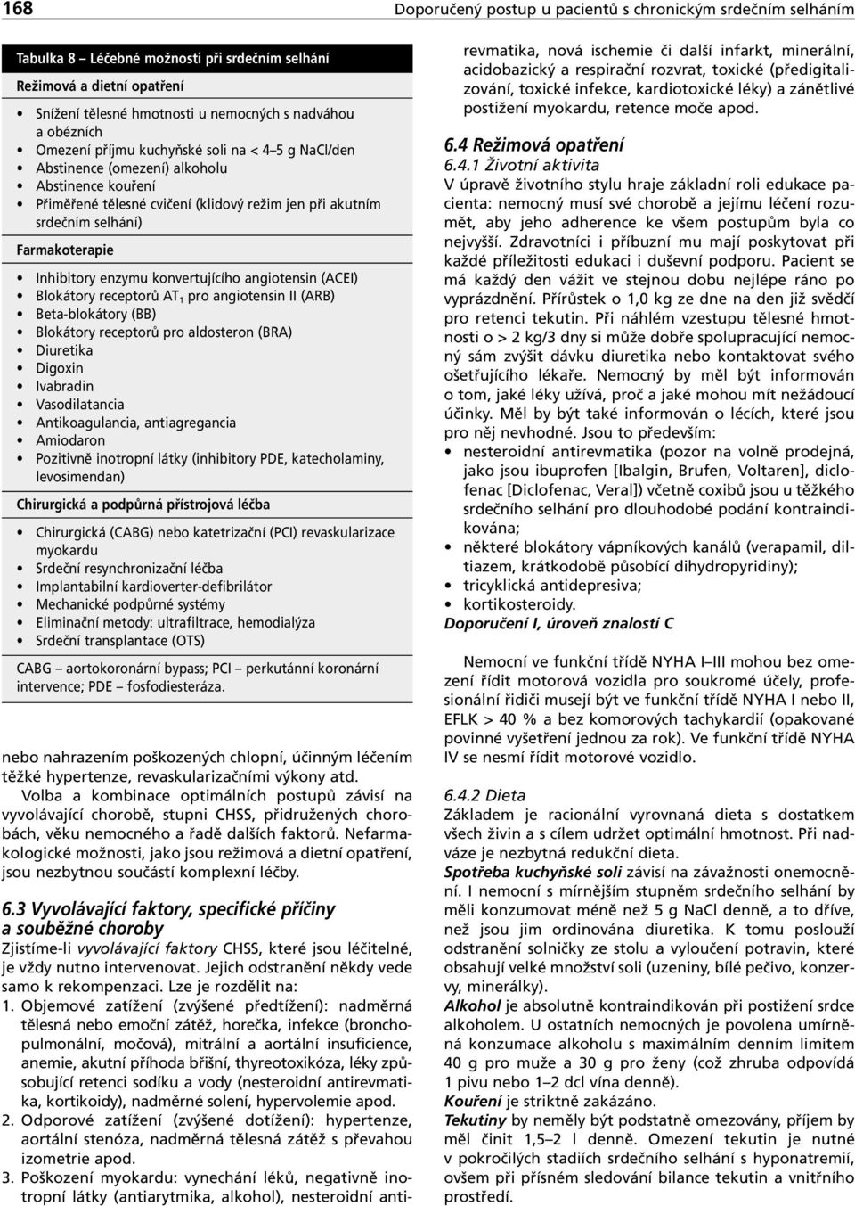 enzymu konvertujícího angiotensin (ACEI) Blokátory receptorů AT 1 pro angiotensin II (ARB) Beta-blokátory (BB) Blokátory receptorů pro aldosteron (BRA) Diuretika Digoxin Ivabradin Vasodilatancia