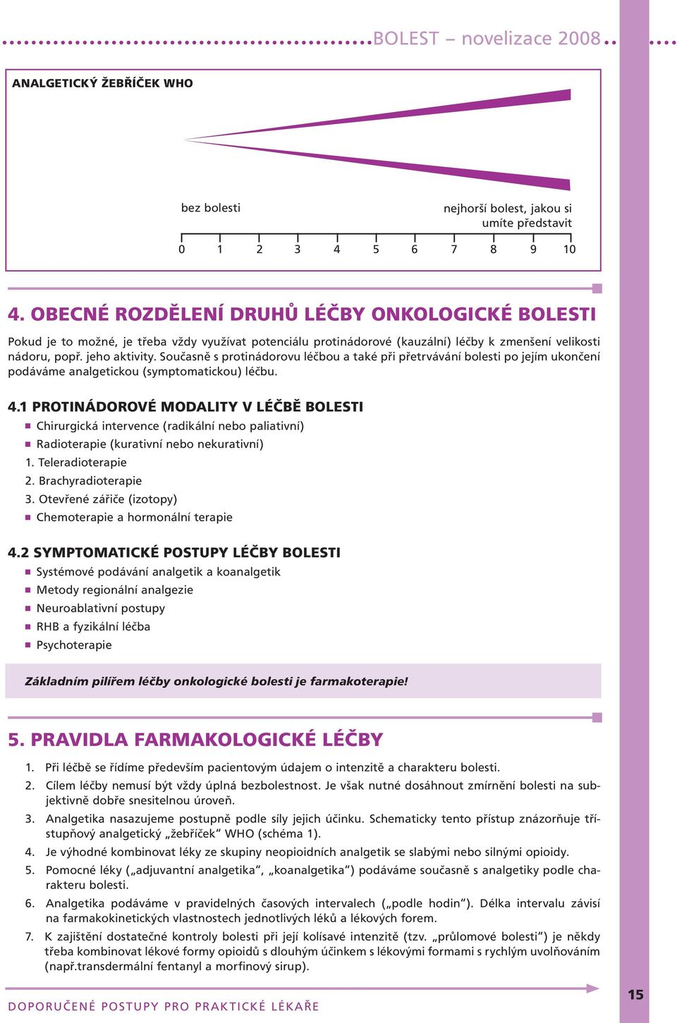 Současně s protinádorovu léčbou a také při přetrvávání bolesti po jejím ukončení podáváme analgetickou (symptomatickou) léčbu. 4.