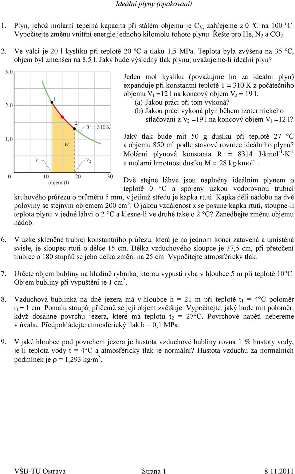 Jaký bude výsledný tlak plynu, uvažujeme-li ideální plyn? 3.