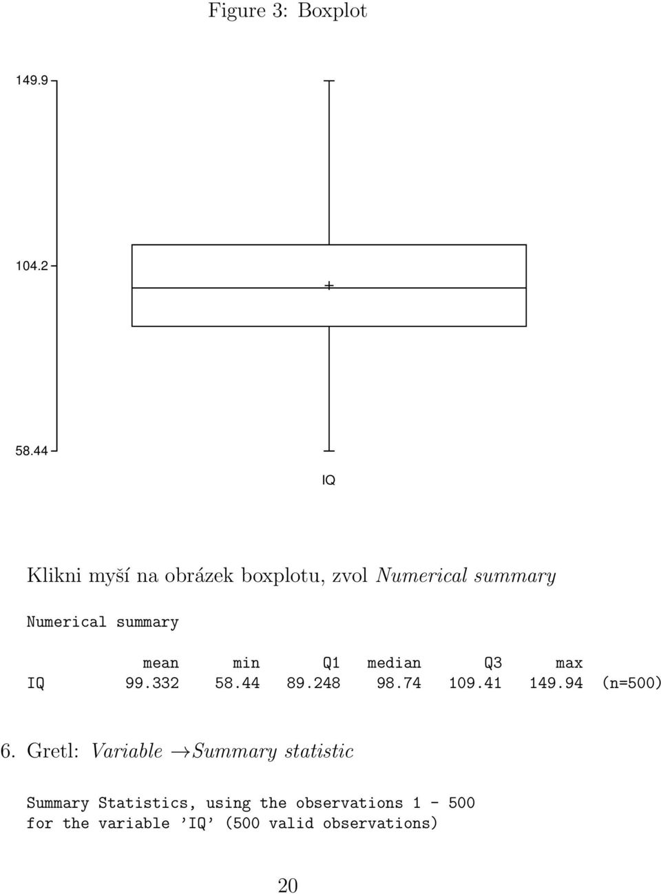 mean min Q1 median Q3 max IQ 99.332 58.44 89.248 98.74 109.41 149.94 (n=500) 6.