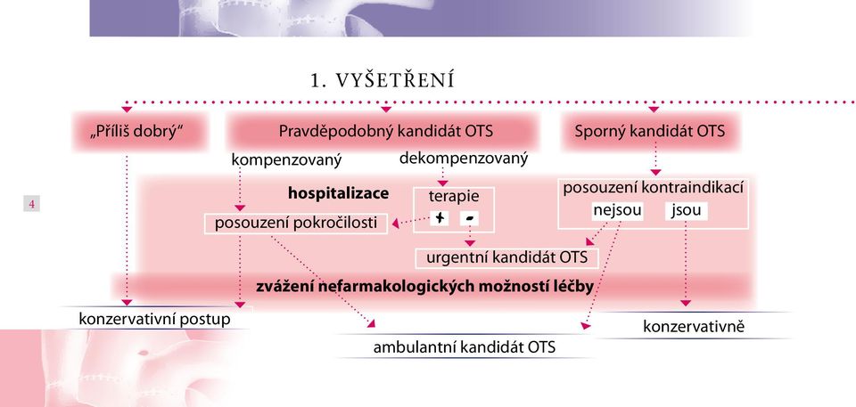 terapie + - posouzení kontraindikací nejsou jsou konzervativní postup