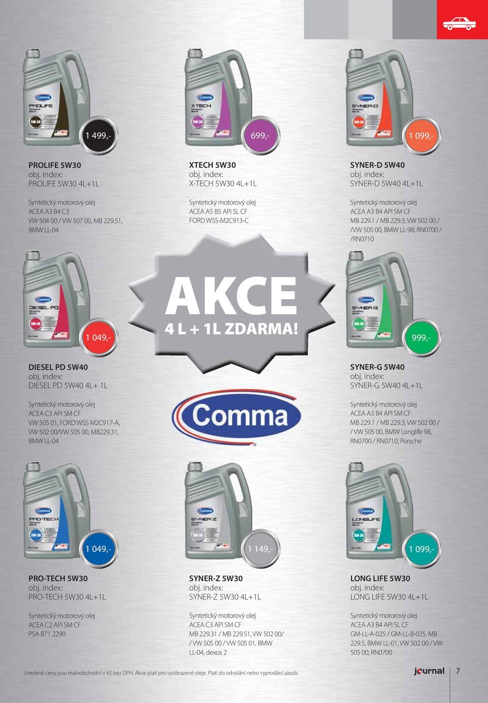 3, VW 502 00 / /VW 505 00, BMW LL-98, RN0700 / /RN0710 1 049,- AKCE 4 L + 1L ZDARMA! 1 099,- 999,- DIESEL PD 5W40 obj.