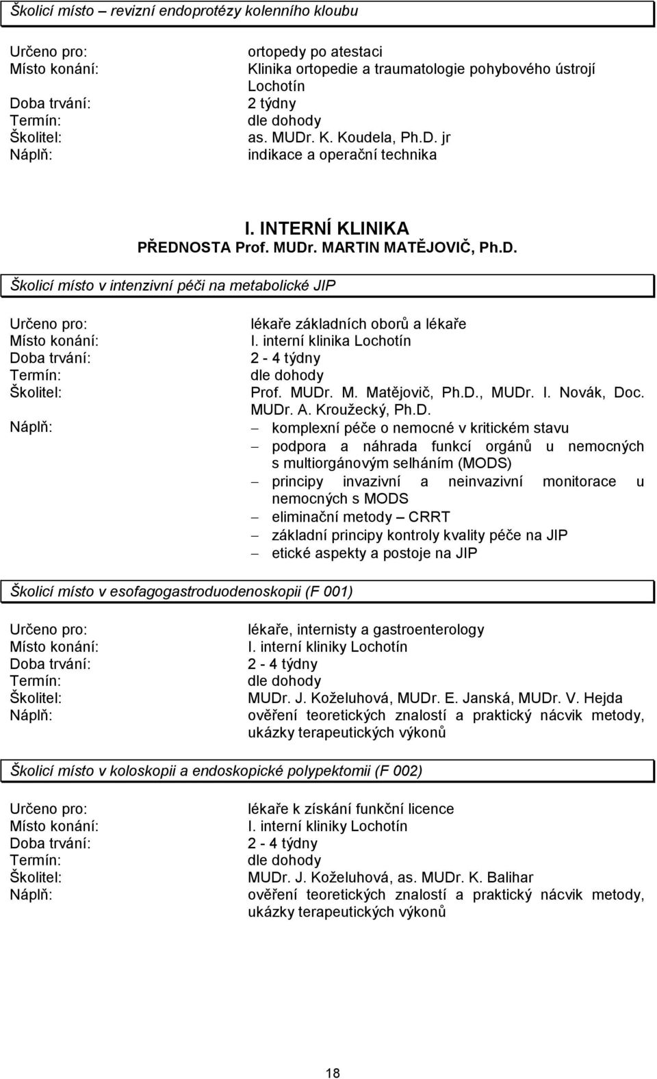 D., MUDr. I. Novák, Doc. MUDr. A. Kroužecký, Ph.D. komplexní péče o nemocné v kritickém stavu podpora a náhrada funkcí orgánů u nemocných s multiorgánovým selháním (MODS) principy invazivní a