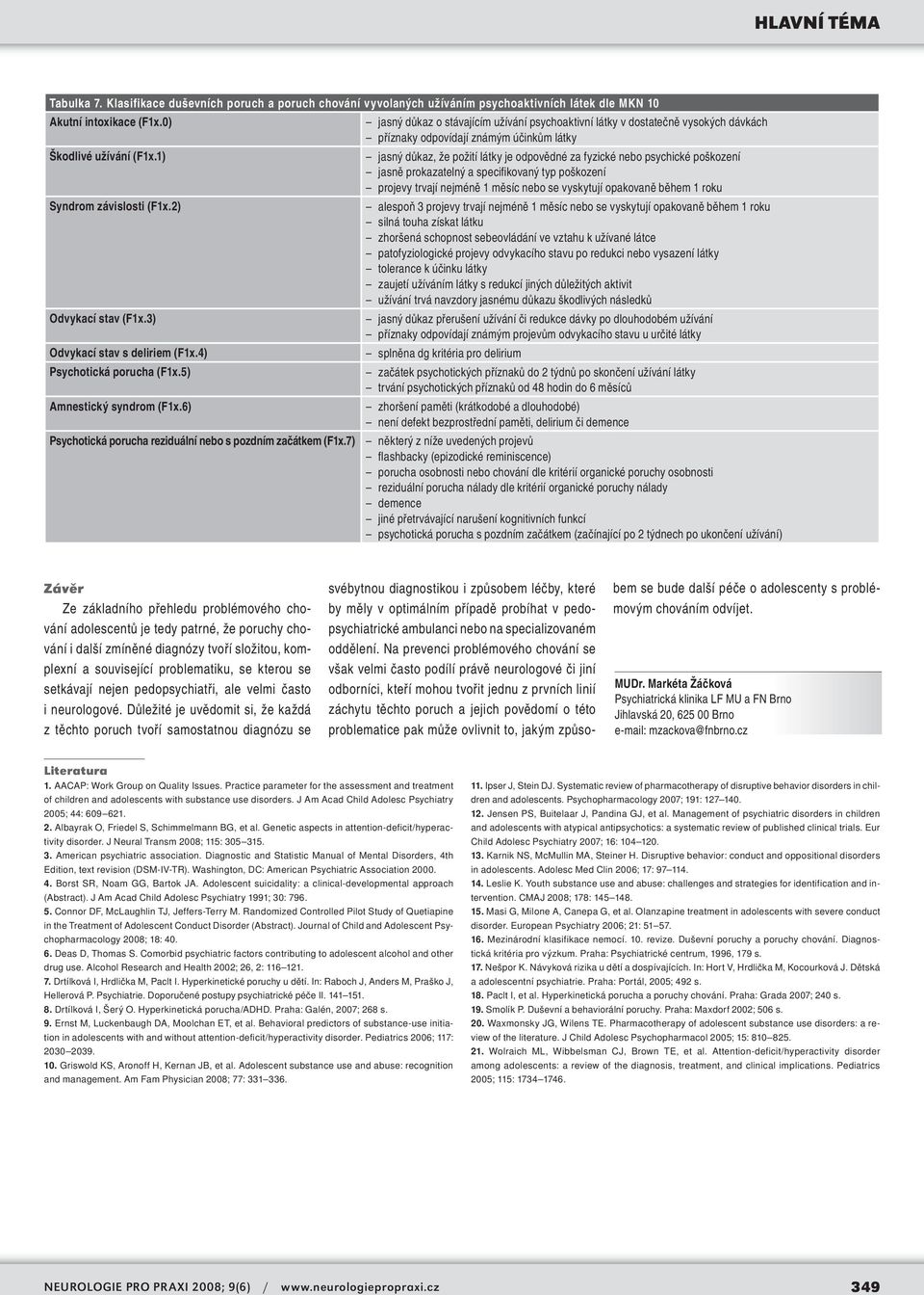 7) jasný důkaz o stávajícím užívání psychoaktivní látky v dostatečně vysokých dávkách příznaky odpovídají známým účinkům látky jasný důkaz, že požití látky je odpovědné za fyzické nebo psychické