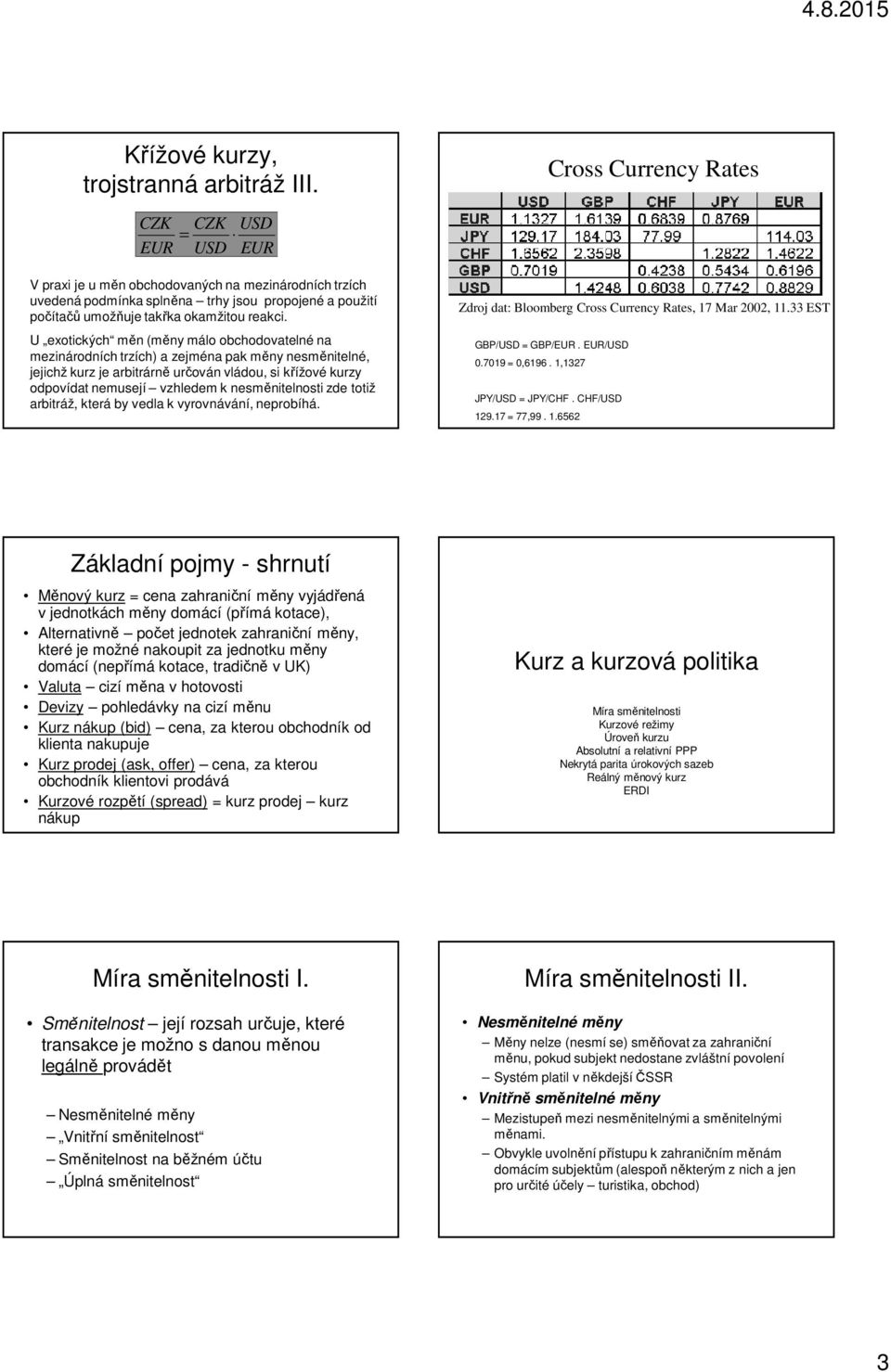 U exotických měn (měny málo obchodovatelné na mezinárodních trzích) a zejména pak měny nesměnitelné, jejichž kurz je arbitrárně určován vládou, si křížové kurzy odpovídat nemusejí vzhledem k