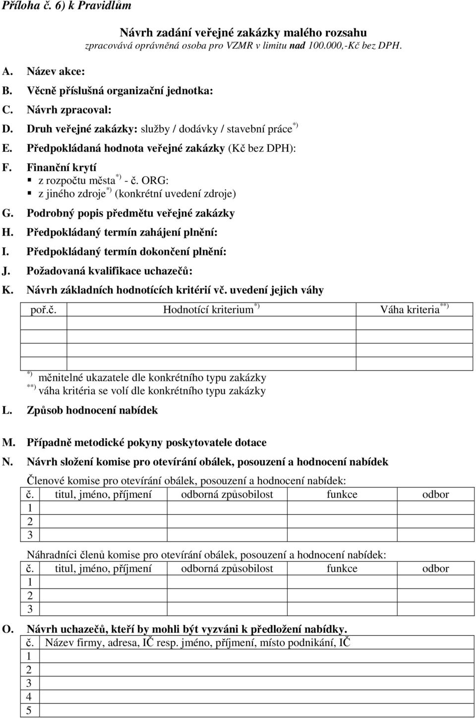 ORG: z jiného zdroje *) (konkrétní uvedení zdroje) G. Podrobný popis předmětu veřejné zakázky H. Předpokládaný termín zahájení plnění: I. Předpokládaný termín dokončení plnění: J.