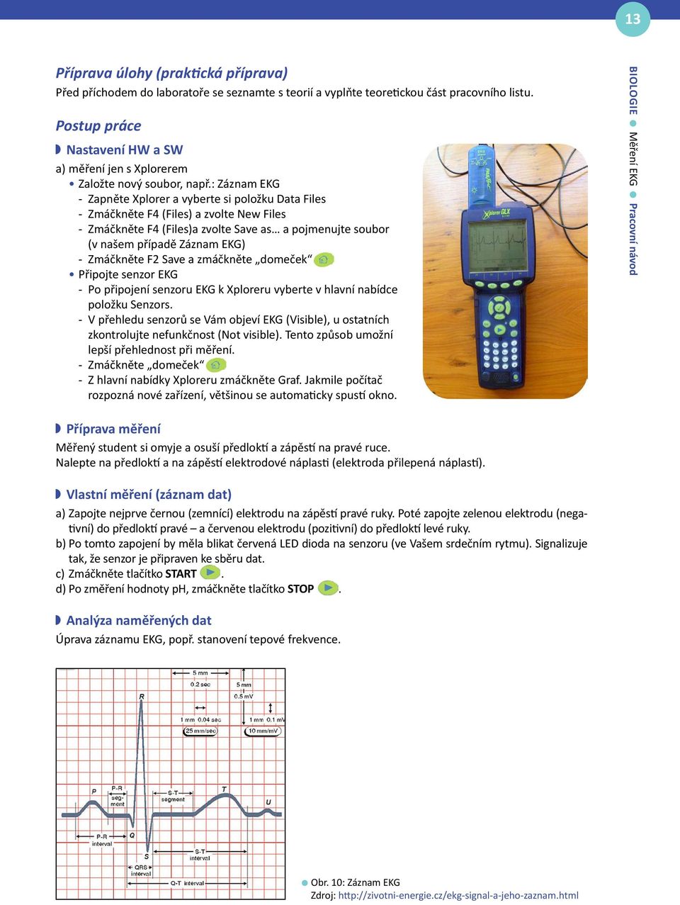 : Záznam EKG - Zapněte Xplorer a vyberte si položku Data Files - Zmáčkněte F4 (Files) a zvolte New Files - Zmáčkněte F4 (Files)a zvolte Save as a pojmenujte soubor (v našem případě Záznam EKG) -