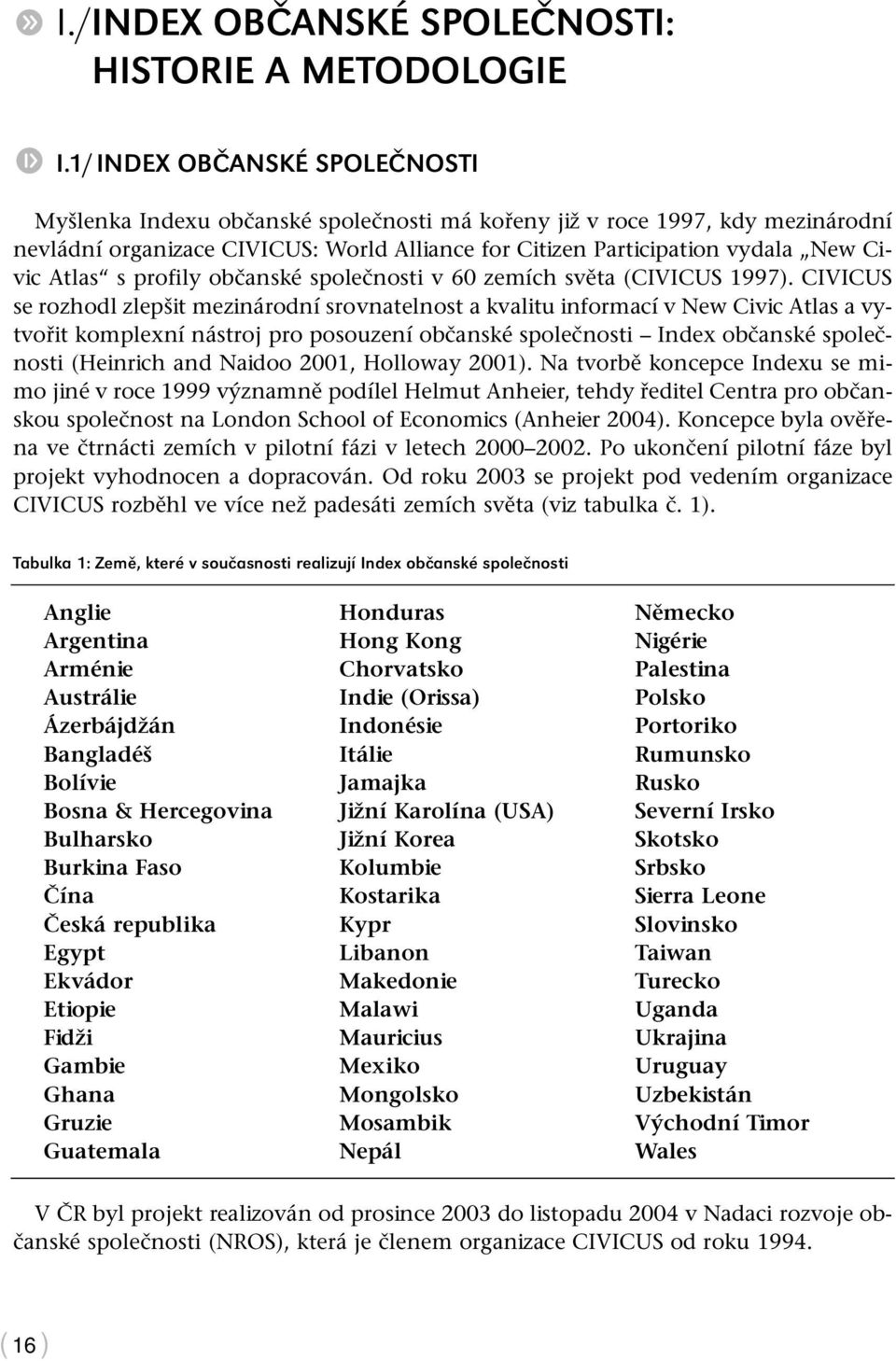 Atlas s profily občanské společnosti v 60 zemích světa (CIVICUS 1997).