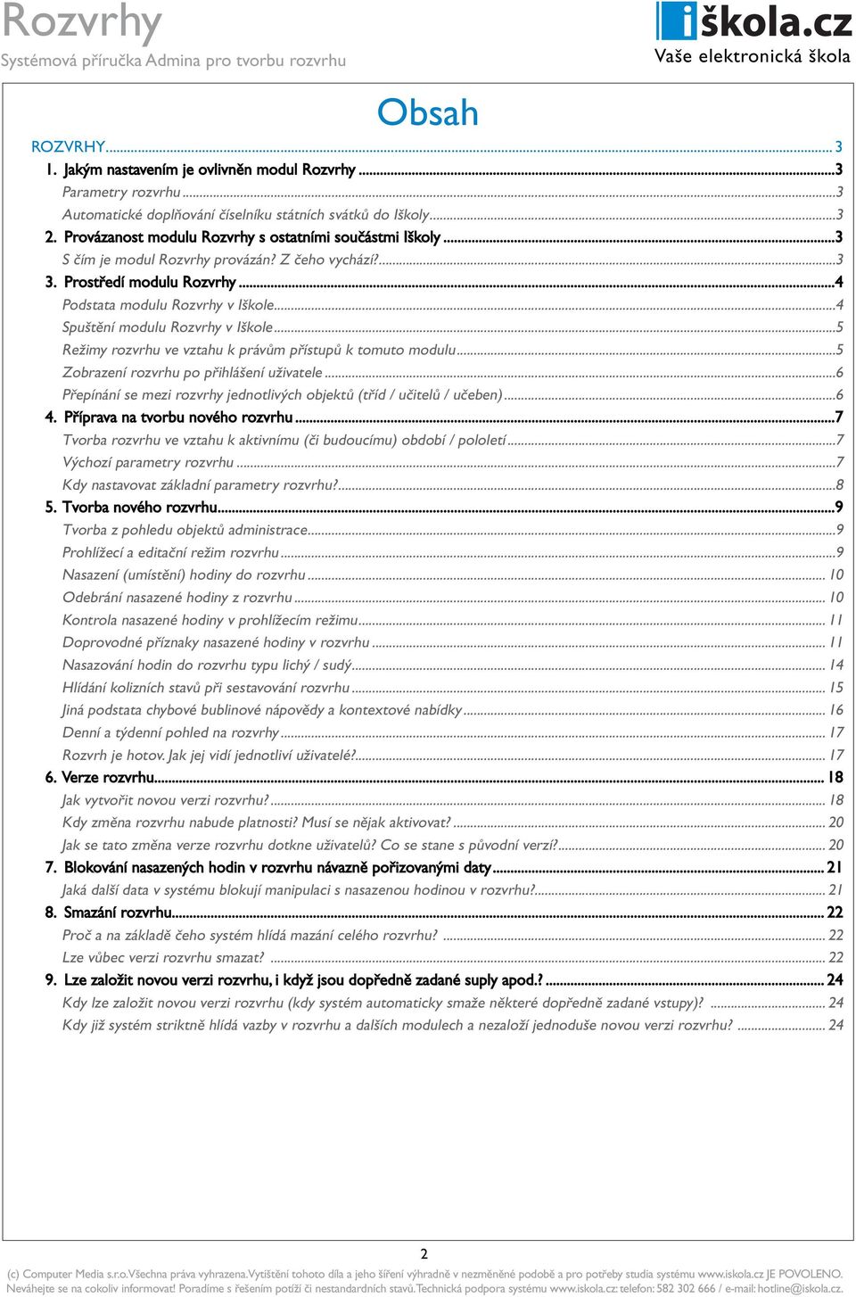 ..4 Spuštění modulu Rozvrhy v Iškole...5 Režimy rozvrhu ve vztahu k právům přístupů k tomuto modulu...5 Zobrazení rozvrhu po přihlášení uživatele.
