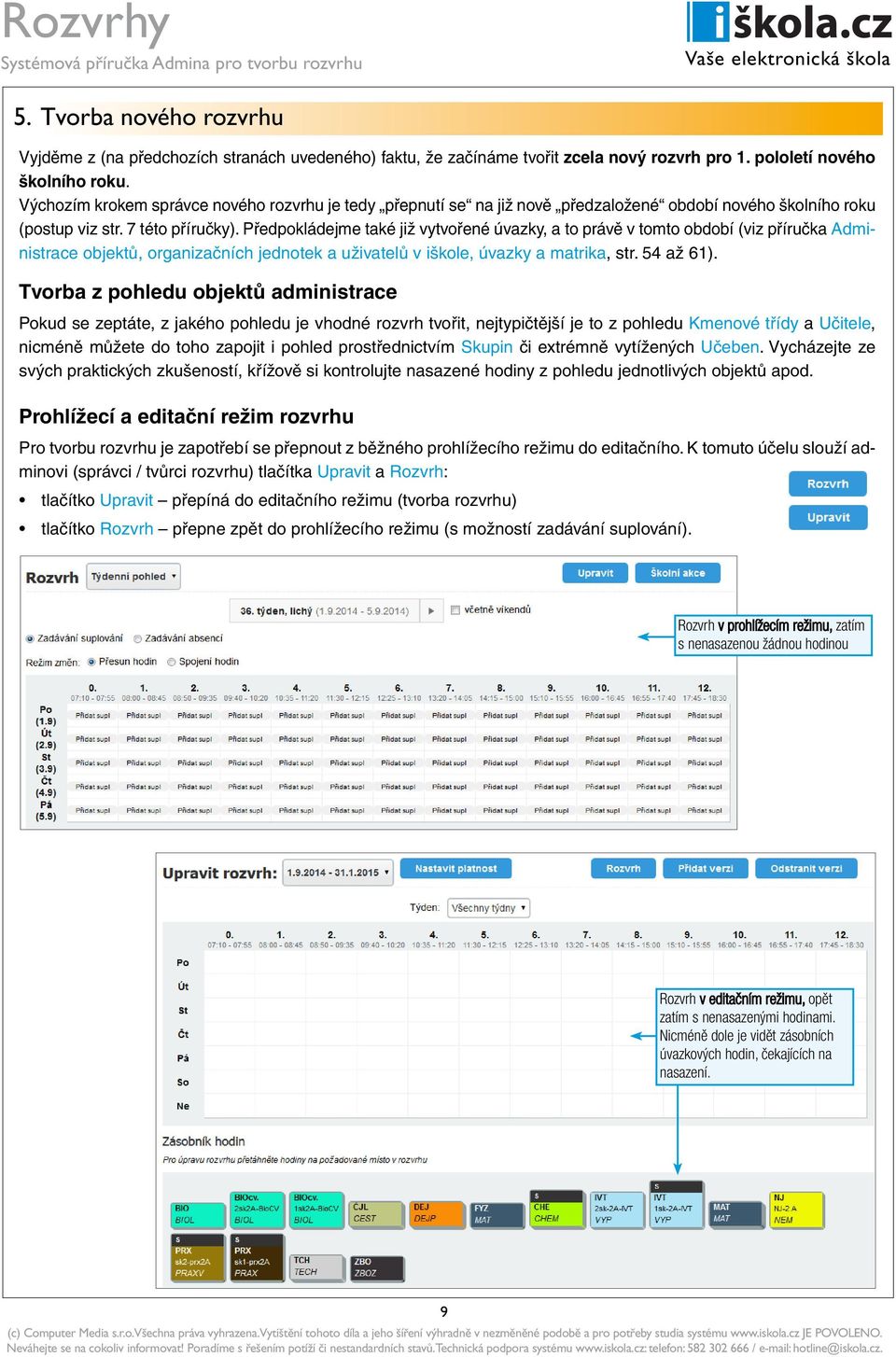 Předpokládejme také již vytvořené úvazky, a to právě v tomto období (viz příručka Administrace objektů, organizačních jednotek a uživatelů v iškole, úvazky a matrika, str. 54 až 61).