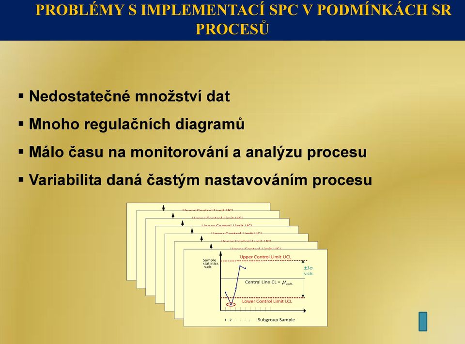 regulačních diagramů Málo času na monitorování a