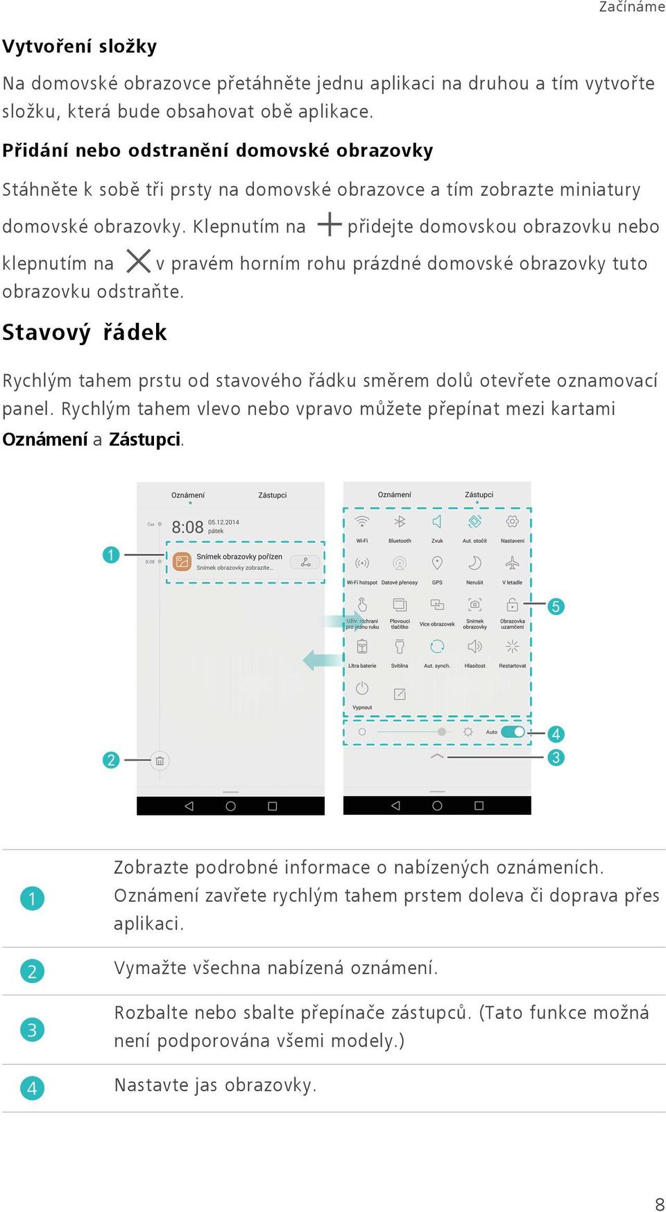 Klepnutím na přidejte domovskou obrazovku nebo klepnutím na v pravém horním rohu prázdné domovské obrazovky tuto obrazovku odstraňte.