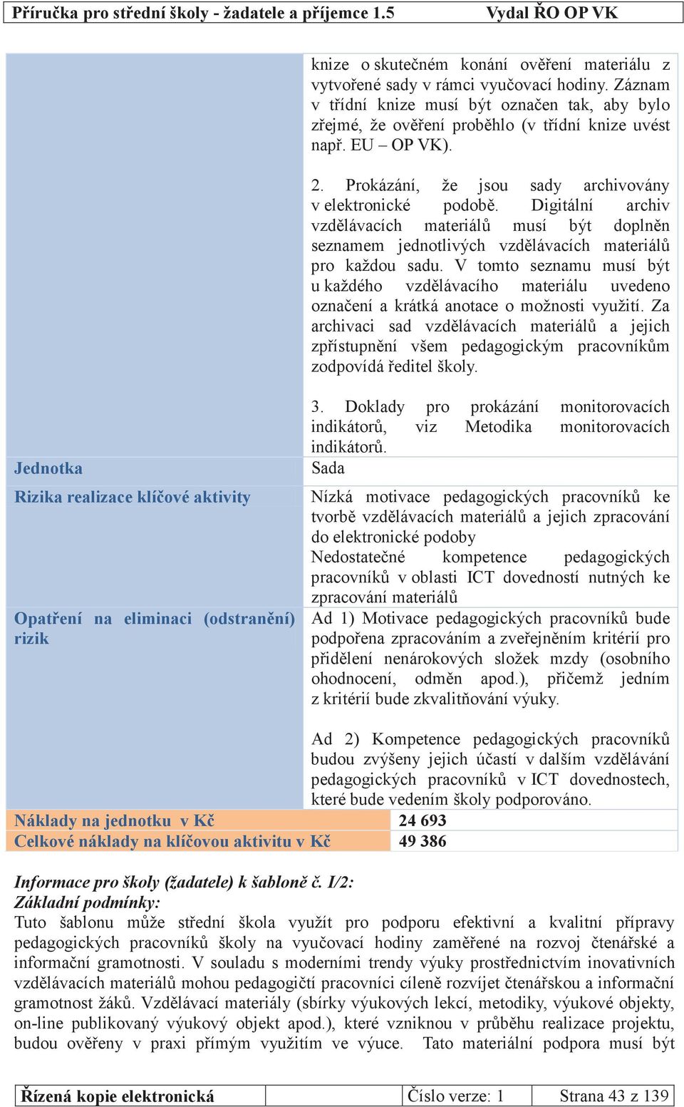 V tomto seznamu musí být u každého vzdělávacího materiálu uvedeno označení a krátká anotace o možnosti využití.