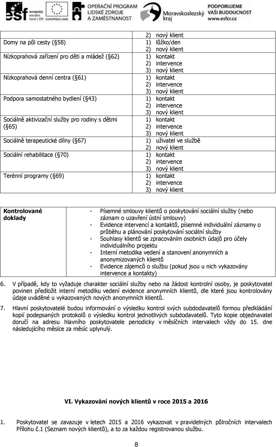 1) kontakt 2) intervence 3) nový klient 1) kontakt 2) intervence 3) nový klient 1) uživatel ve službě 2) nový klient 1) kontakt 2) intervence 3) nový klient 1) kontakt 2) intervence 3) nový klient