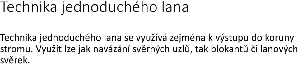 výstupu do koruny stromu.