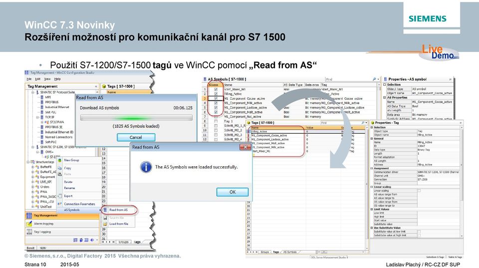 S7-1200/S7-1500 tag ve WinCC pomocí Read