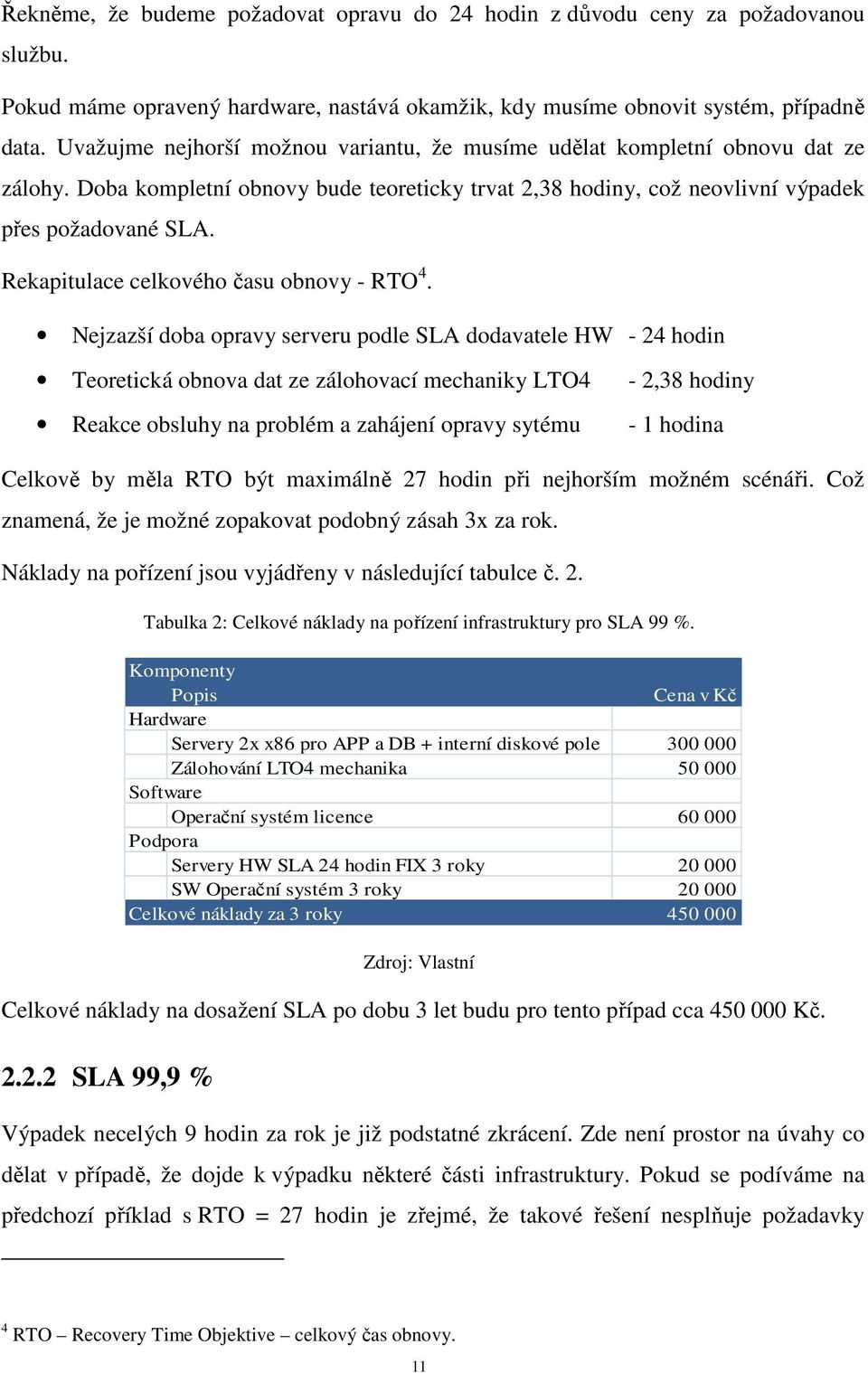 Rekapitulace celkového času obnovy - RTO 4.