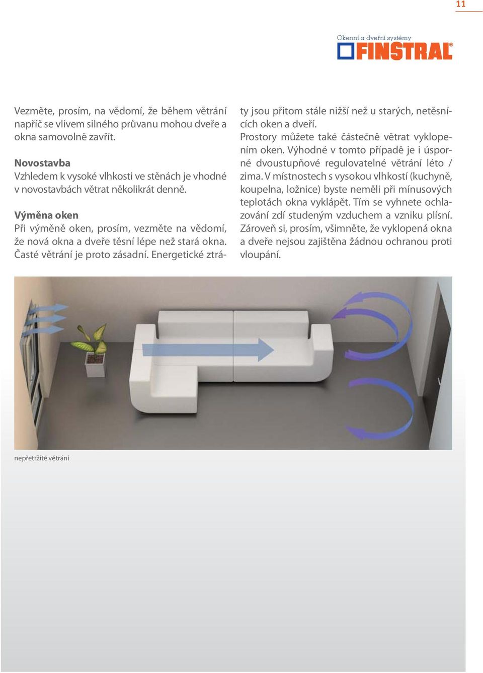 Výměna oken Při výměně oken, prosím, vezměte na vědomí, že nová okna a dveře těsní lépe než stará okna. Časté větrání je proto zásadní.