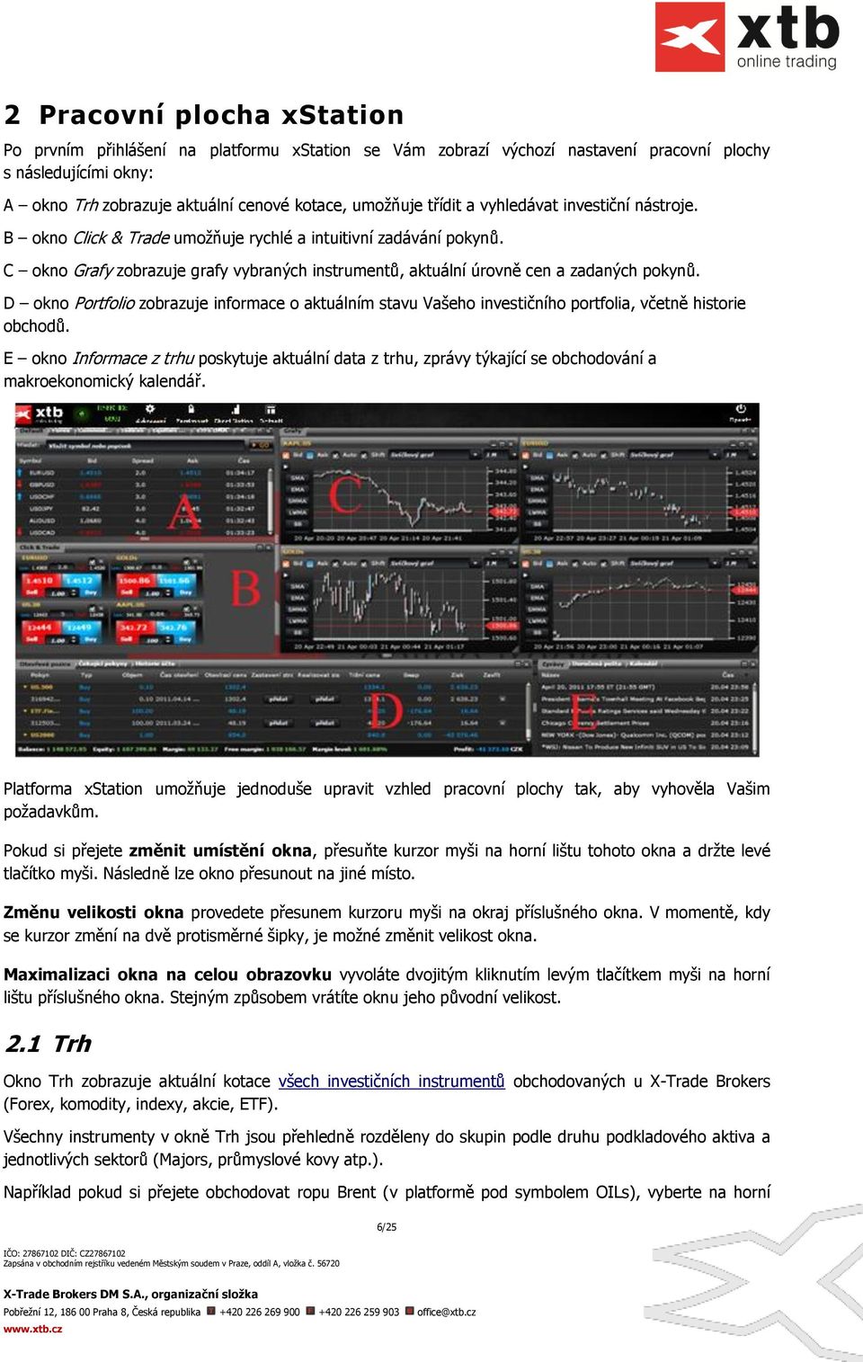 D okno Portfolio zobrazuje informace o aktuálním stavu Vašeho investičního portfolia, včetně historie obchodů.