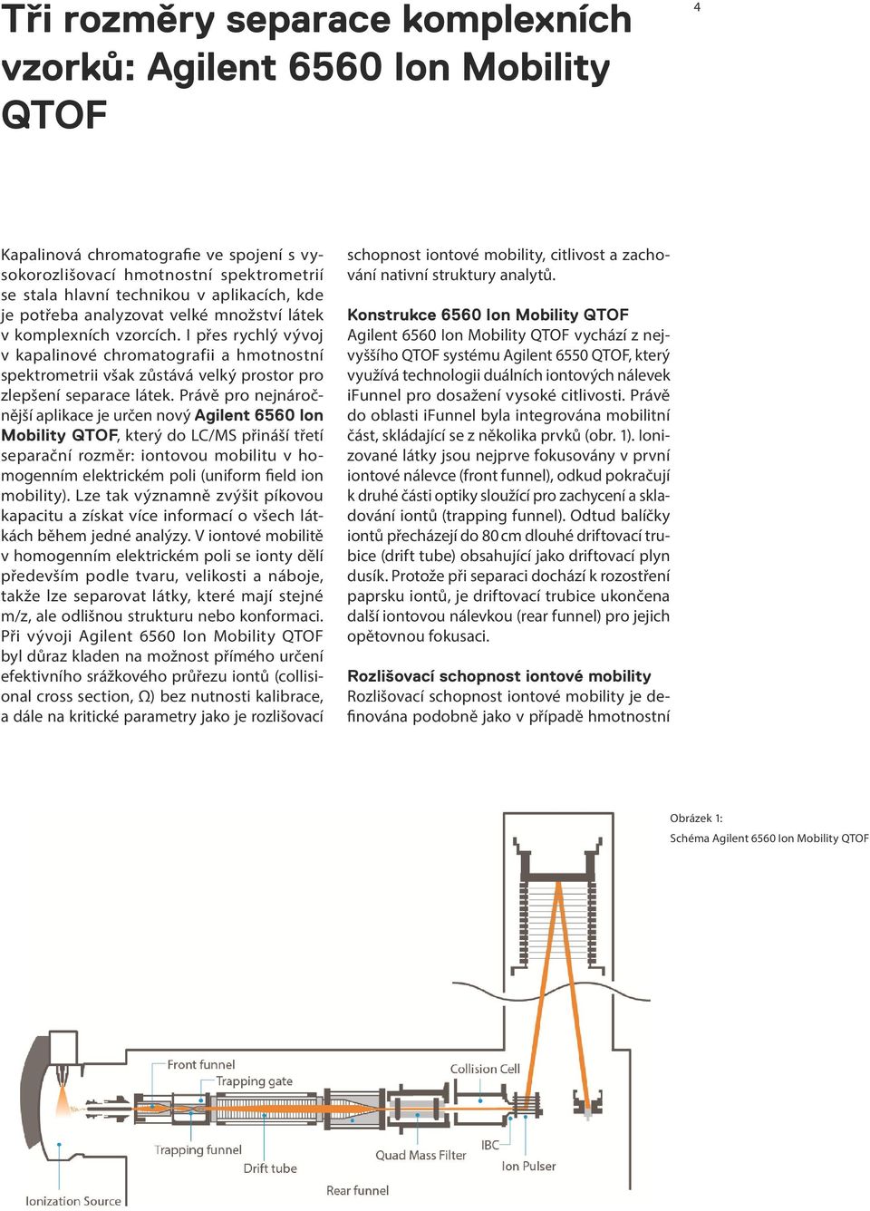 Právě pro nejnáročnější aplikace je určen nový Agilent 6560 Ion Mobility QTOF, který do LC/MS přináší třetí separační rozměr: iontovou mobilitu v homogenním elektrickém poli (uniform field ion