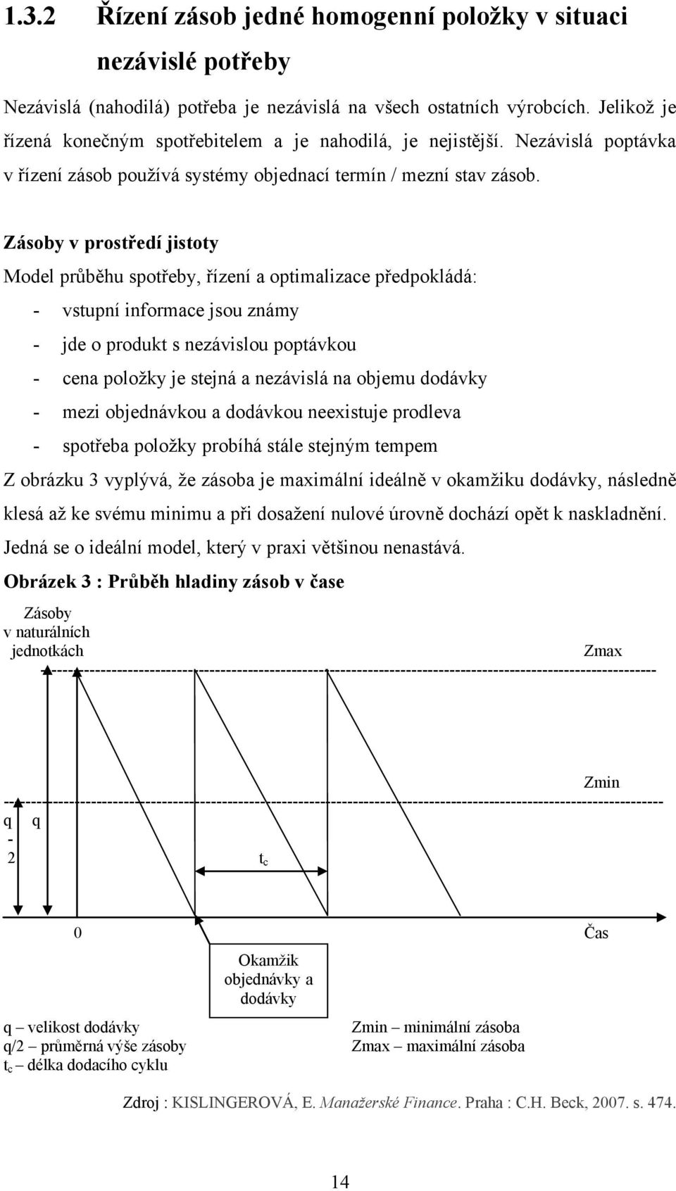 Zásoby v prostředí jistoty Model průběhu spotřeby, řízení a optimalizace předpokládá: - vstupní informace jsou známy - jde o produkt s nezávislou poptávkou - cena poloţky je stejná a nezávislá na