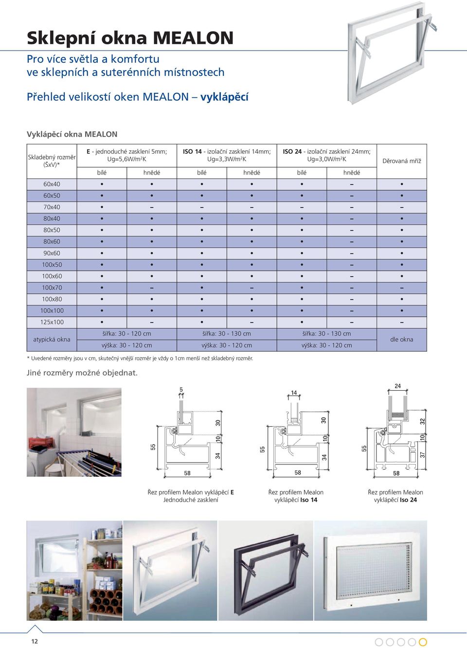 90x60 100x50 100x60 100x70 100x80 100x100 125x100 atypická okna šířka: 30-120 cm šířka: 30-130 cm šířka: 30-130 cm výška: 30-120 cm výška: 30-120 cm výška: 30-120 cm * Uvedené rozměry jsou v cm,