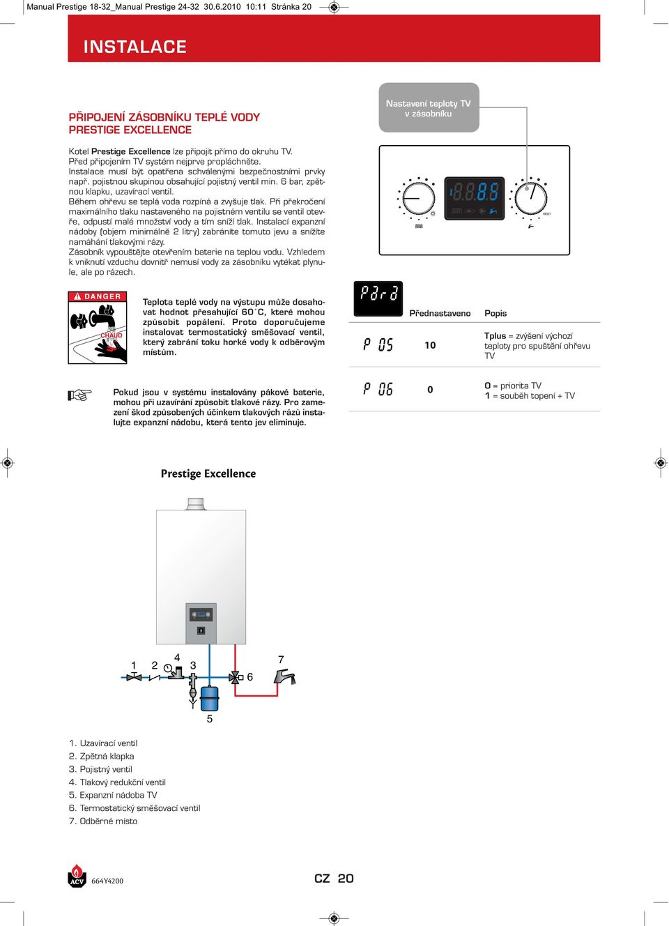 Před připojením TV systém nejprve propláchněte. Instalace musí být opatřena schválenými bezpečnostními prvky např. pojistnou skupinou obsahující pojistný ventil min.