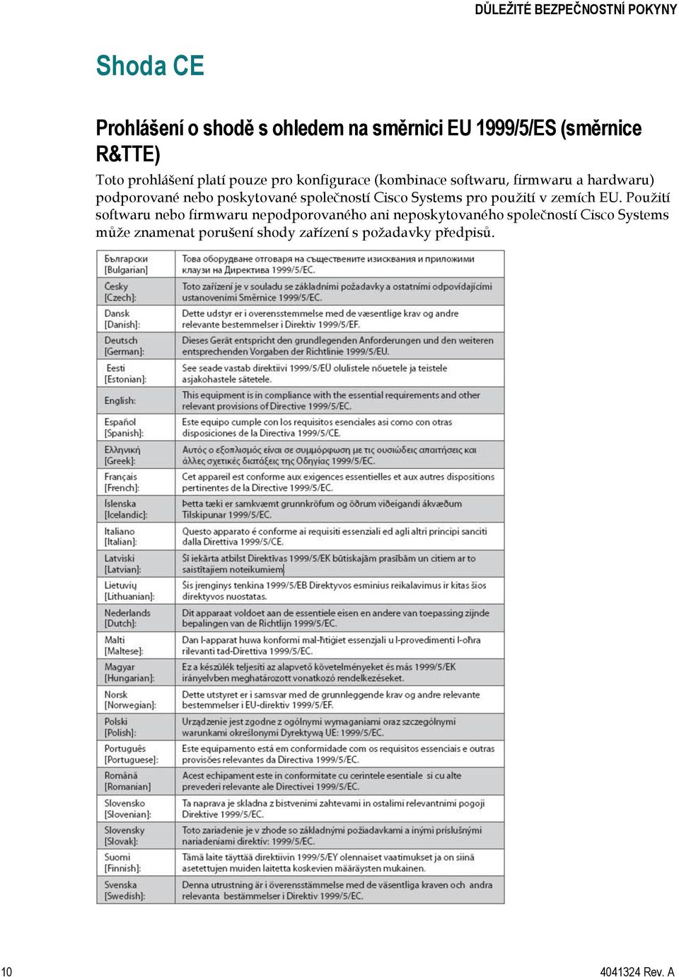 poskytované společností Cisco Systems pro pouţití v zemích EU.
