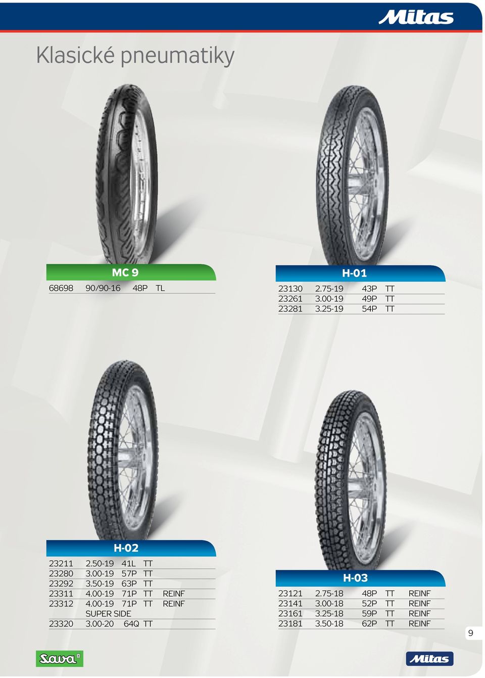 50-19 63P TT 23311 4.00-19 71P TT REINF 23312 4.00-19 71P TT REINF SUPER SIDE 23320 3.