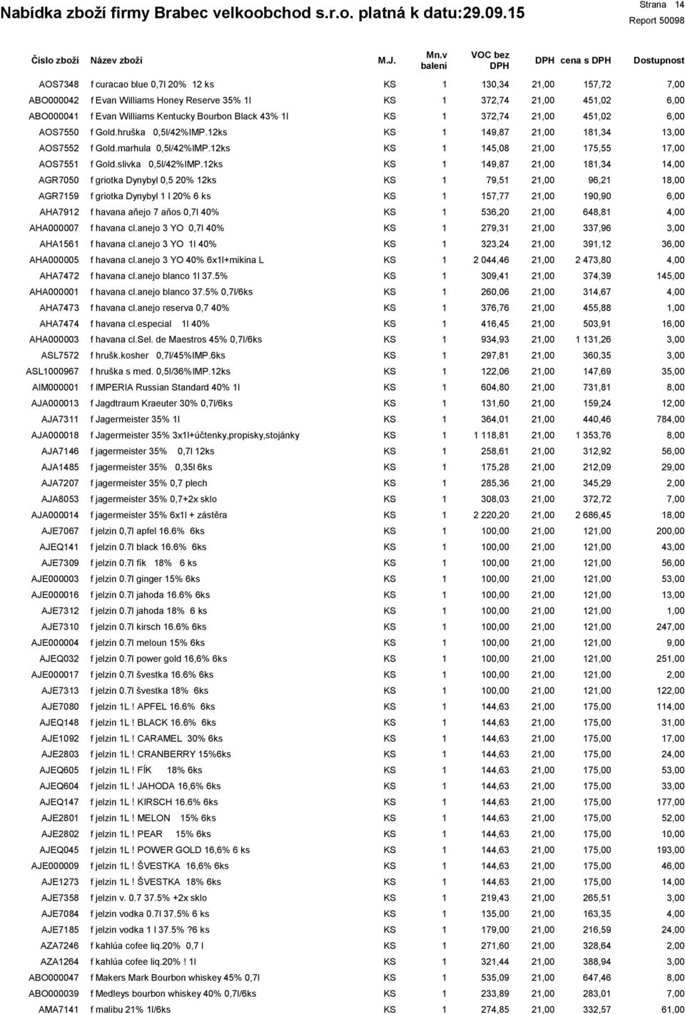 hruška 0,5l/42%IMP.2ks 49,7,34 AOS7552 f Gold.marhula 0,5l/42%IMP.2ks 45,0 75,55 AOS755 f Gold.slivka 0,5l/42%IMP.