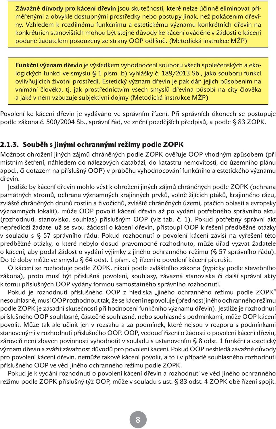 OOP odlišně. (Metodická instrukce MŽP) Funkční význam dřevin je výsledkem vyhodnocení souboru všech společenských a ekologických funkcí ve smyslu 1 písm. b) vyhlášky č. 189/2013 Sb.