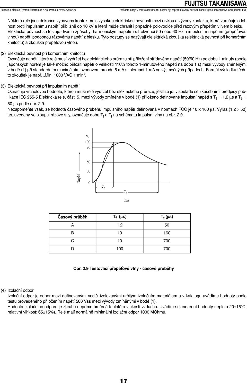 Elektrická pevnost se testuje dvěma způsoby: harmonickým napětím s frekvencí 50 nebo 60 Hz a impulsním napětím (přepě ovou vlnou) napětí podobnou rázovému napětí z blesku.