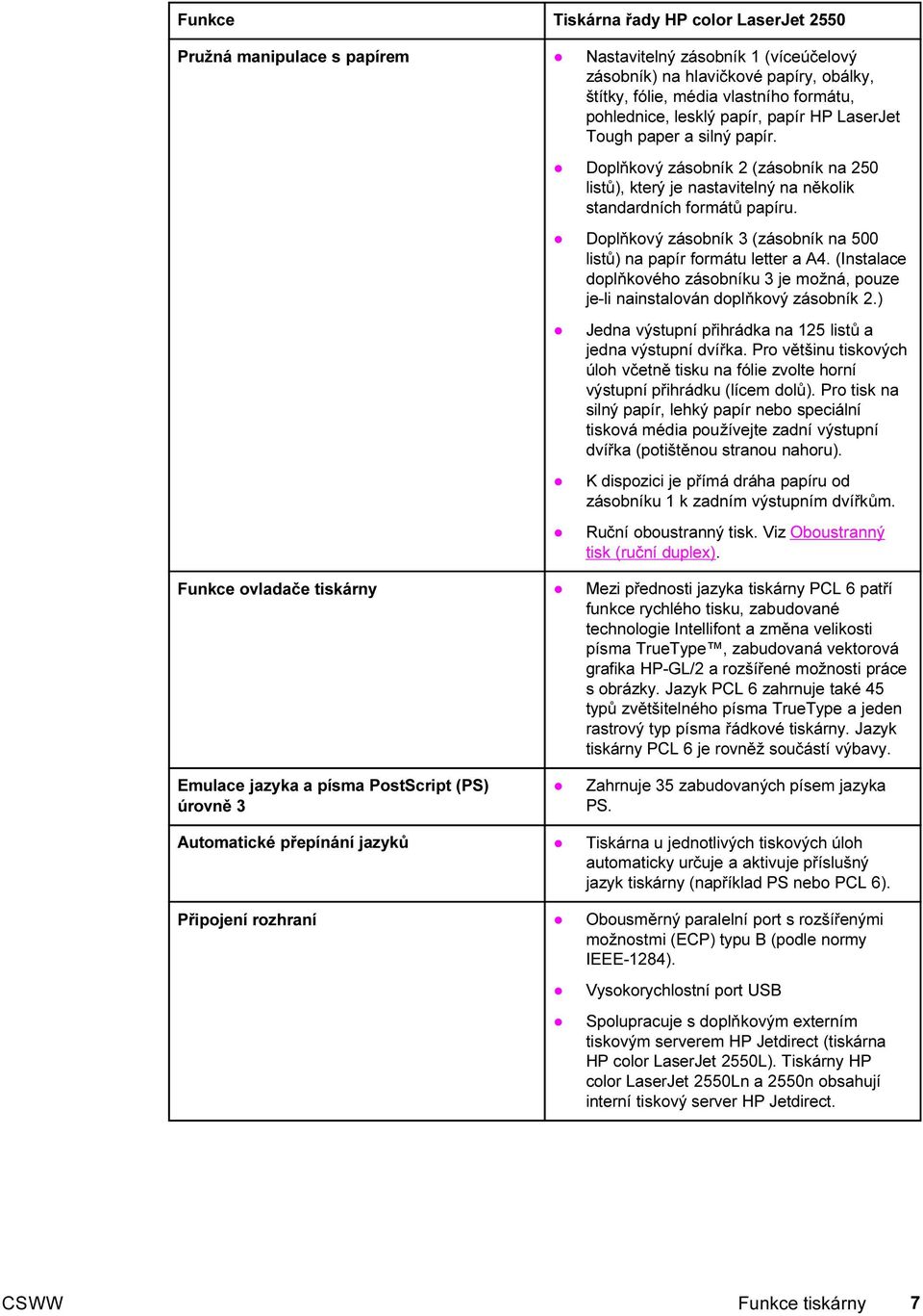 Doplňkový zásobník 3 (zásobník na 500 listů) na papír formátu letter a A4. (Instalace doplňkového zásobníku 3 je možná, pouze je-li nainstalován doplňkový zásobník 2.