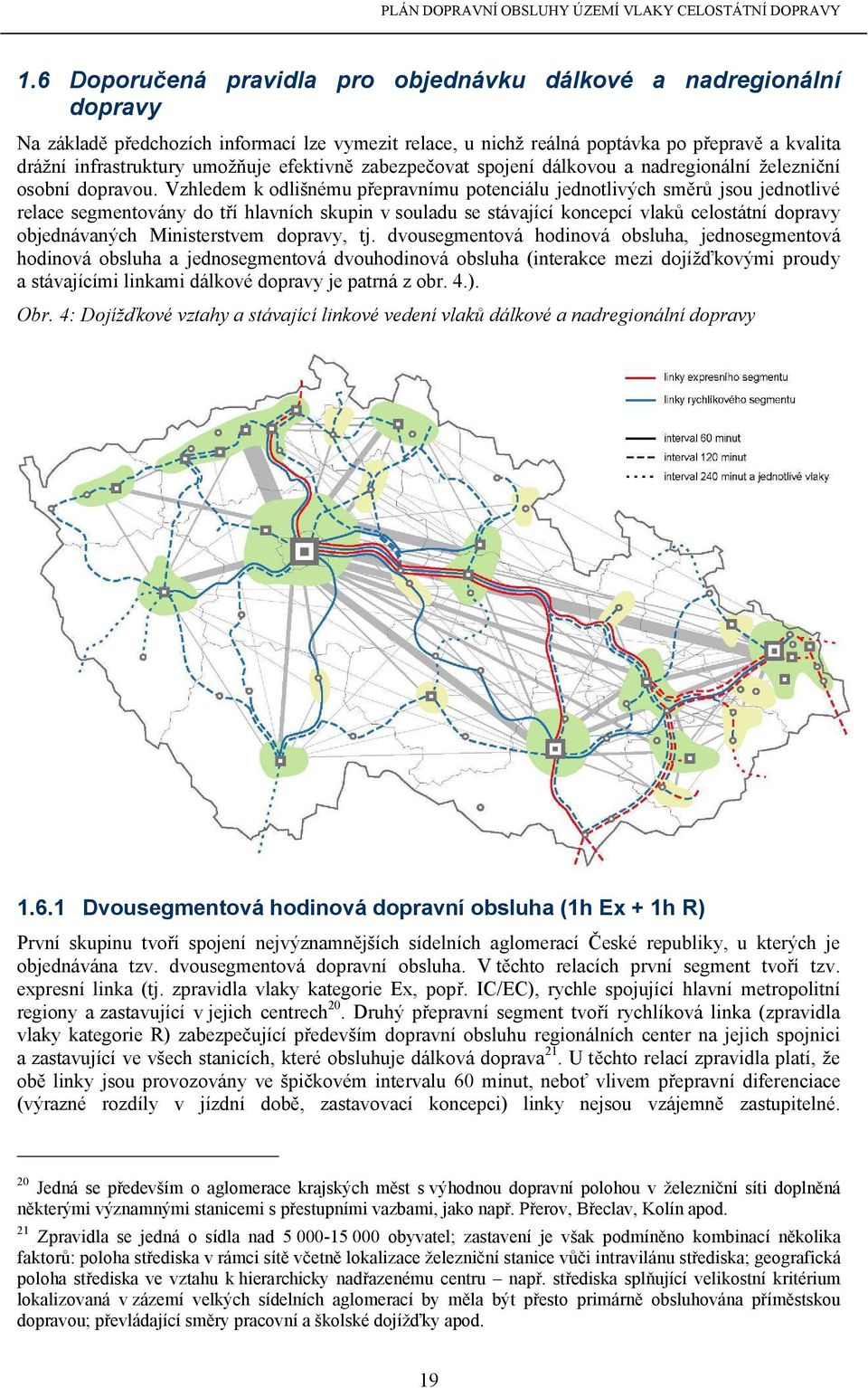 Vzhledem k odlišnému přepravnímu potenciálu jednotlivých směrů jsou jednotlivé relace segmentovány do tří hlavních skupin v souladu se stávající koncepcí vlaků celostátní dopravy objednávaných