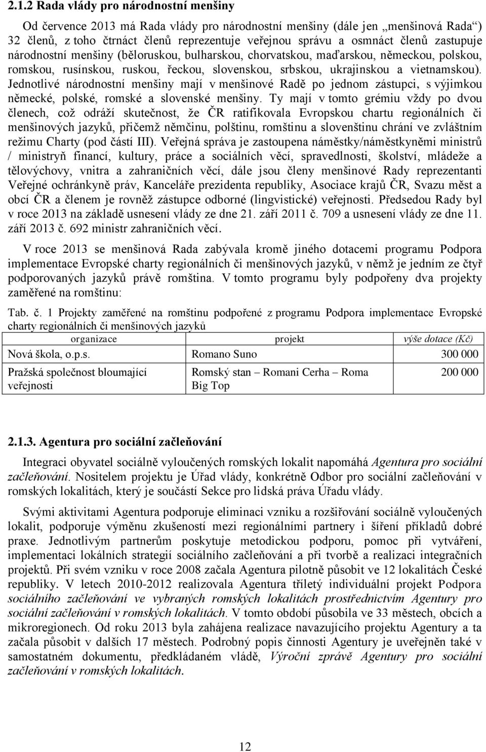 Jednotlivé národnostní menšiny mají v menšinové Radě po jednom zástupci, s výjimkou německé, polské, romské a slovenské menšiny.